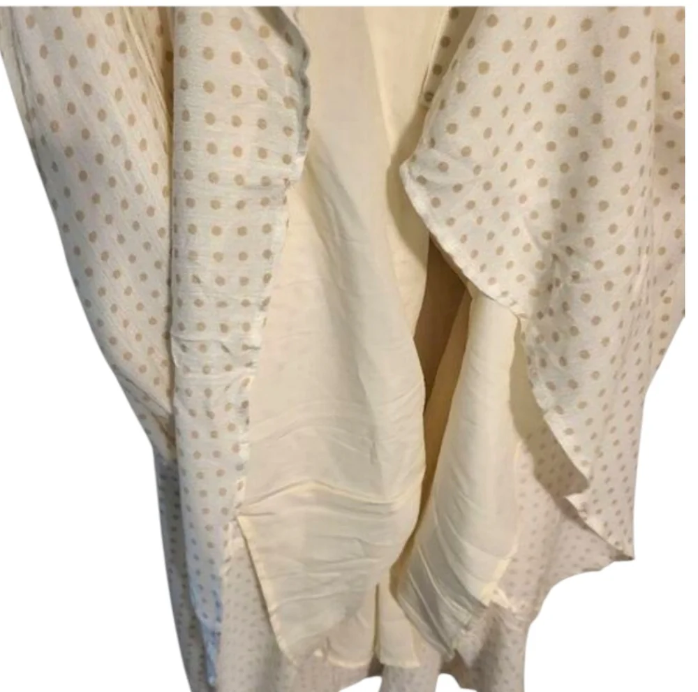 BÖHME Ivory/Cream Polka Dot Femme Midi Dress Ruffled V-neck Button Front NWT LG - Picture 6 of 15